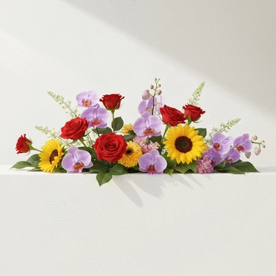 Elegant arrangement of various Mother's Day flowers with soft lighting on a white background, symbolizing thoughtfulness and care.